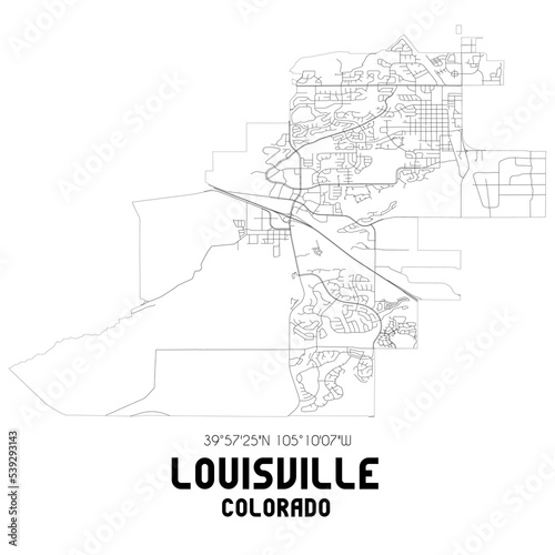 Obraz na płótnie Louisville Colorado. US street map with black and white lines. w salonie