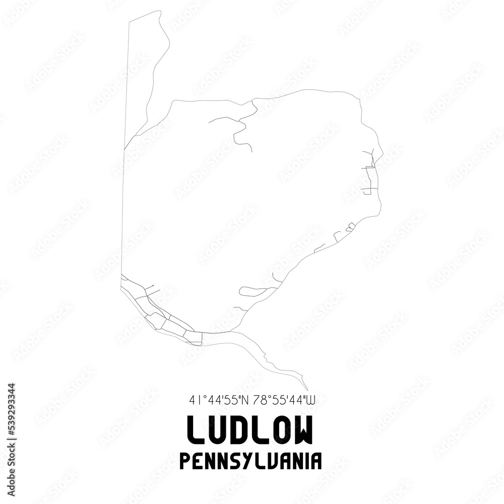 Ludlow Pennsylvania. US street map with black and white lines. Ludlow Pennsylvania. US street map with black and white lines.