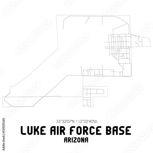 Luke Air Force Base Arizona. US street map with black and white lines.