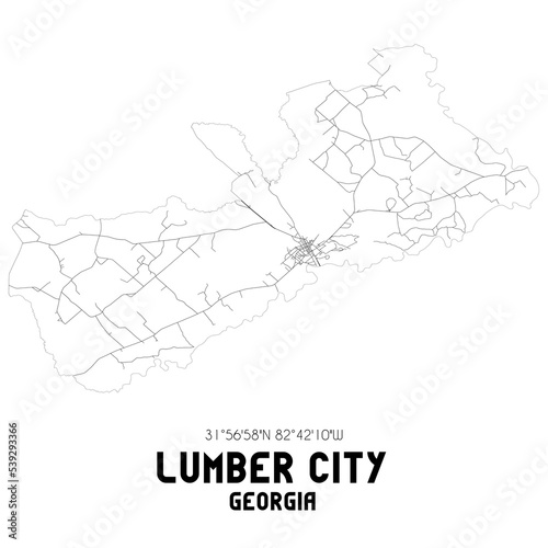 Lumber City Georgia. US street map with black and white lines.
