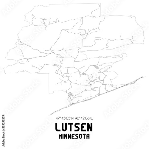 Lutsen Minnesota. US street map with black and white lines.
