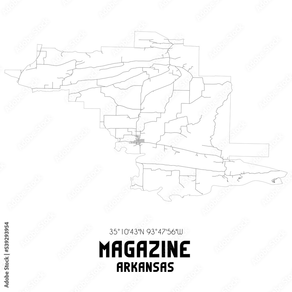Magazine Arkansas. US street map with black and white lines.