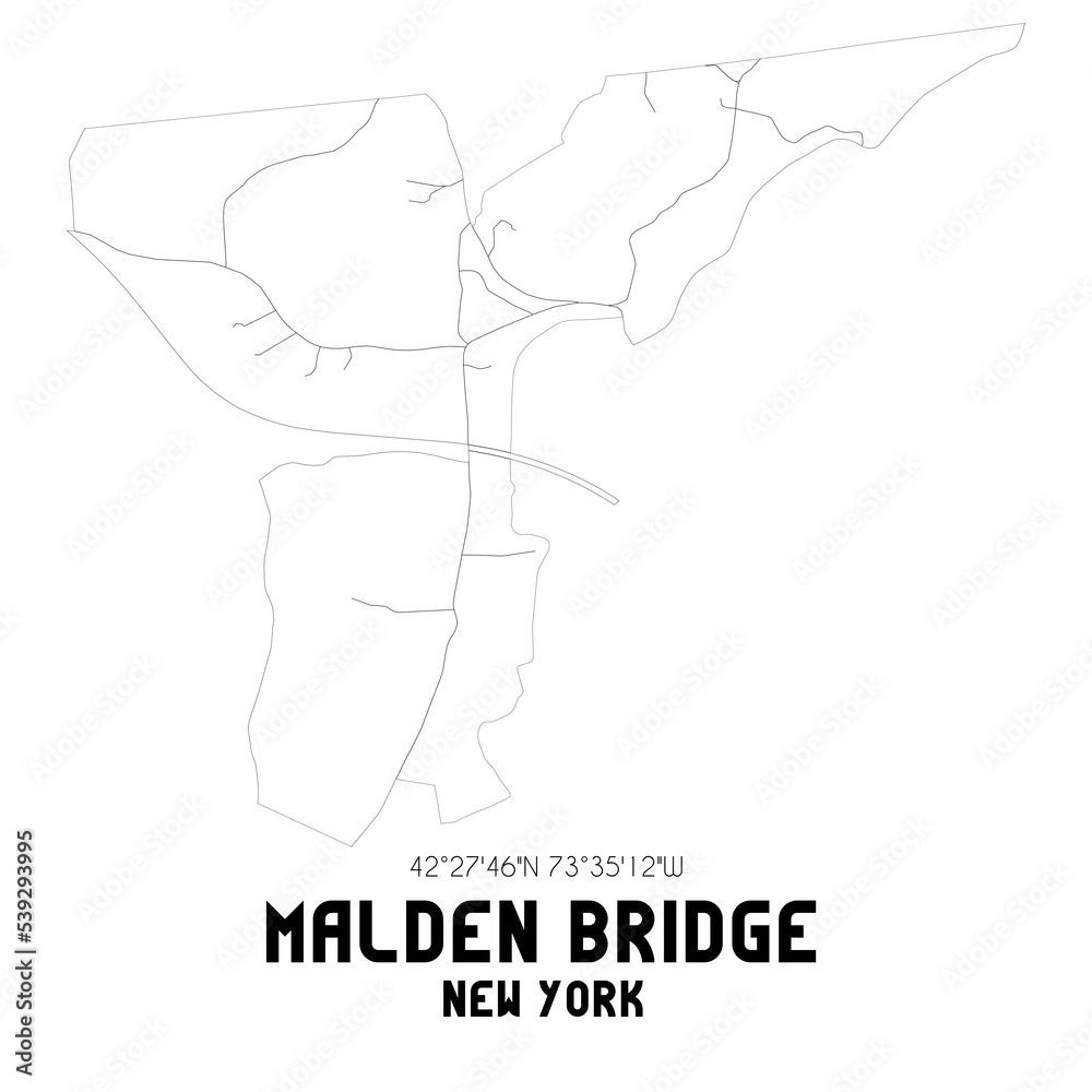 Malden Bridge New York. US street map with black and white lines. Malden Bridge New York. US street map with black and white lines.
