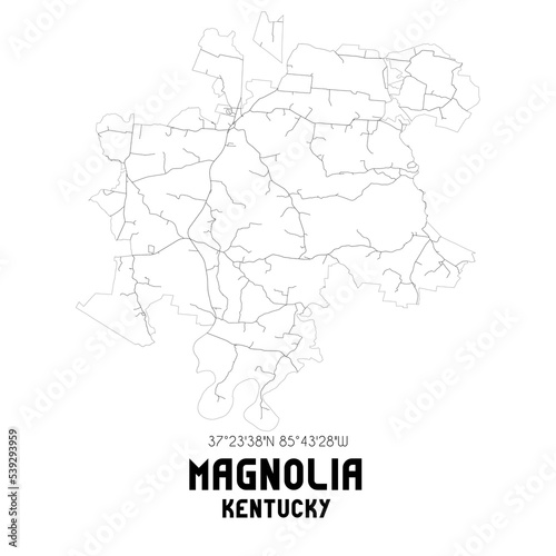 Magnolia Kentucky. US street map with black and white lines.