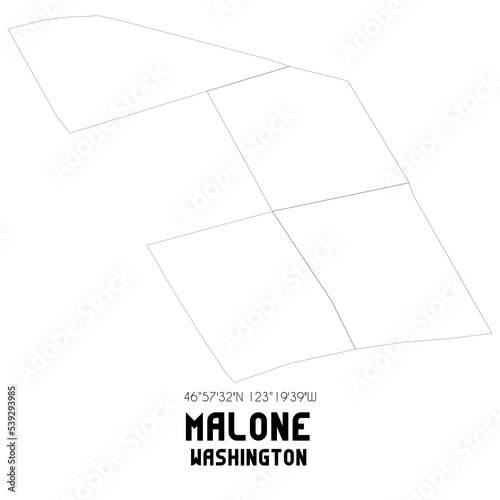 Malone Washington. US street map with black and white lines.
