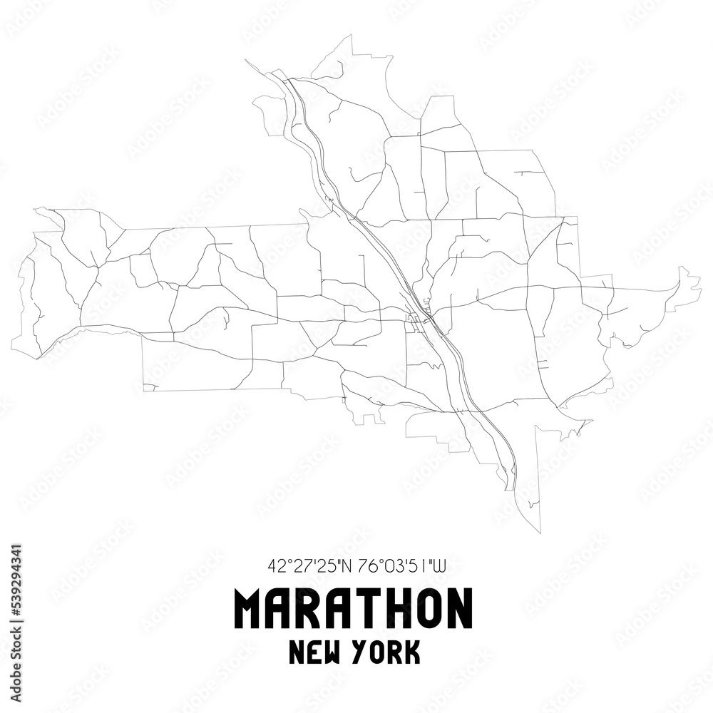 Marathon New York. US street map with black and white lines