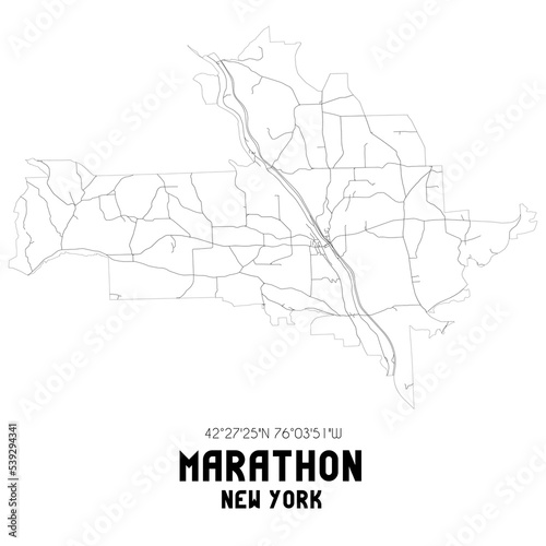 Marathon New York. US street map with black and white lines. photo