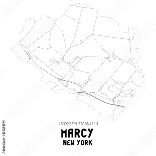 Marcy New York. US street map with black and white lines.