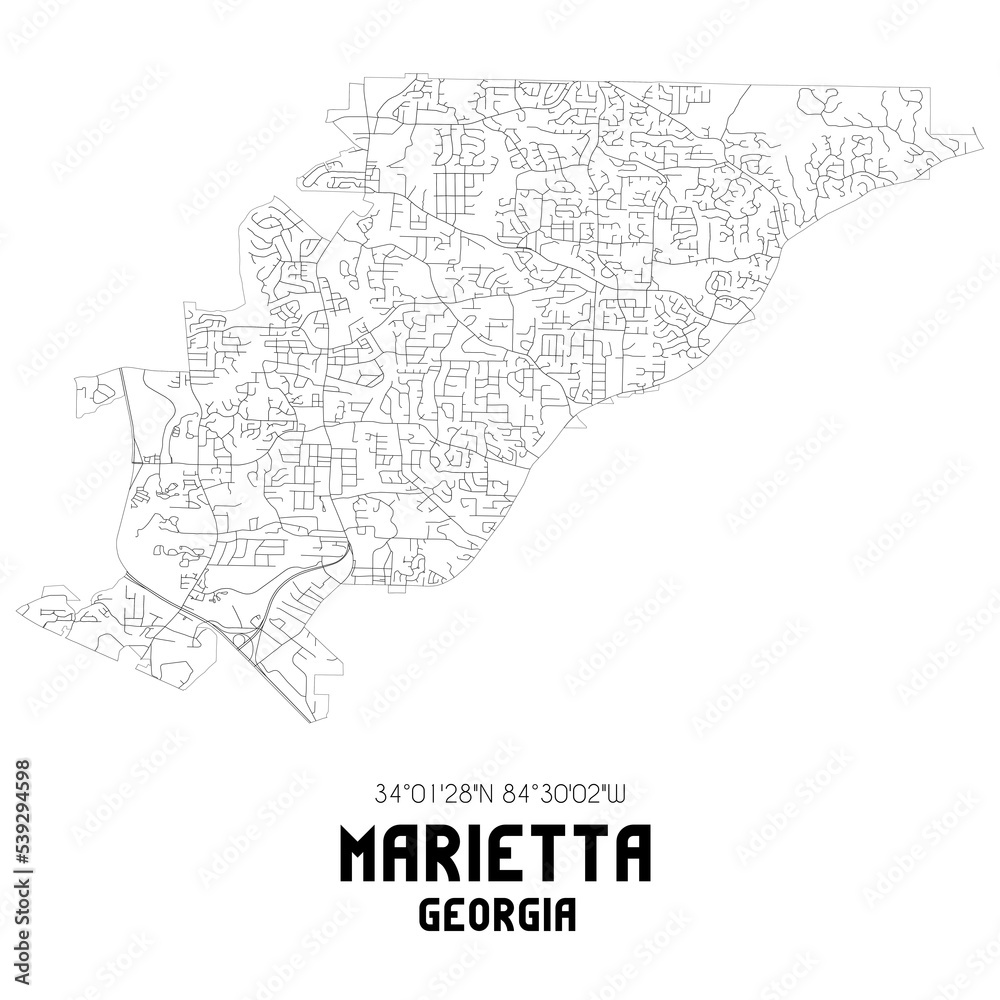Marietta Georgia. US street map with black and white lines. Marietta Georgia. US street map with black and white lines.