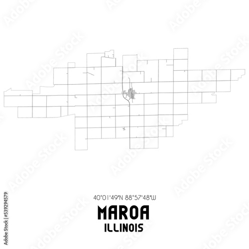 Maroa Illinois. US street map with black and white lines. photo