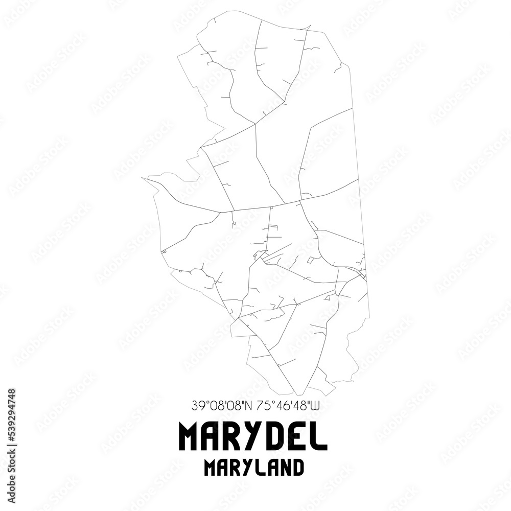 Marydel Maryland. US street map with black and white lines. Marydel Maryland. US street map with black and white lines.