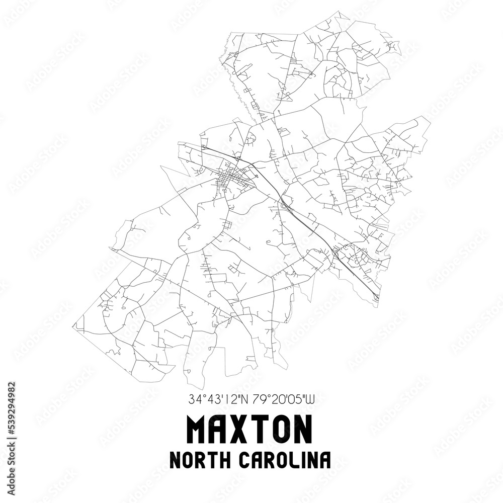 Maxton North Carolina. US street map with black and white lines. Maxton North Carolina. US street map with black and white lines.