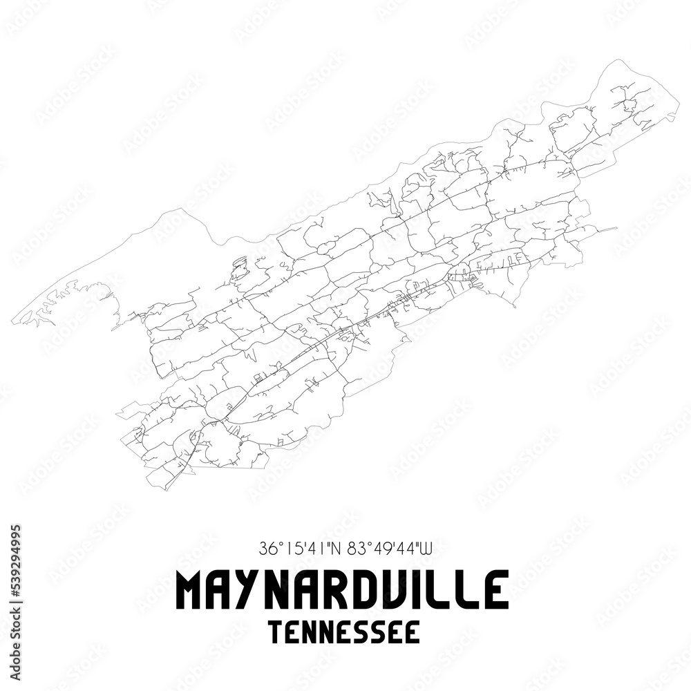 Maynardville Tennessee. US street map with black and white lines. Maynardville Tennessee. US street map with black and white lines.