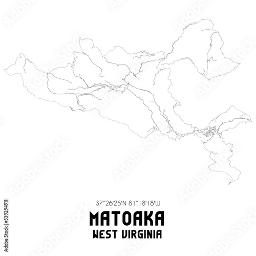 Matoaka West Virginia. US street map with black and white lines. photo