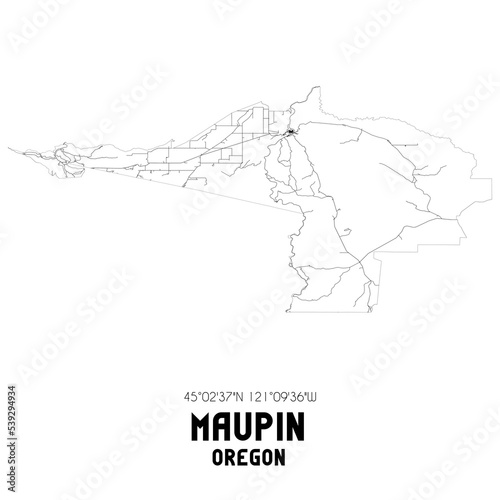 Maupin Oregon. US street map with black and white lines. photo