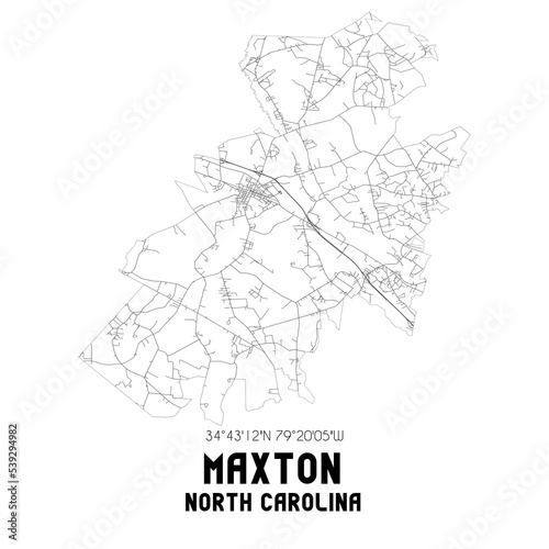 Maxton North Carolina. US street map with black and white lines.