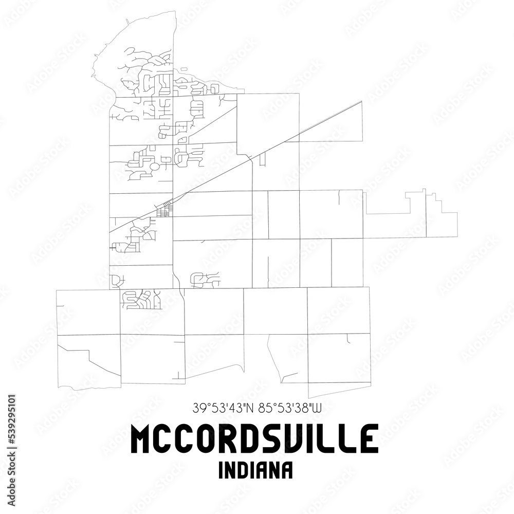 Fototapeta premium Mccordsville Indiana. US street map with black and white lines.