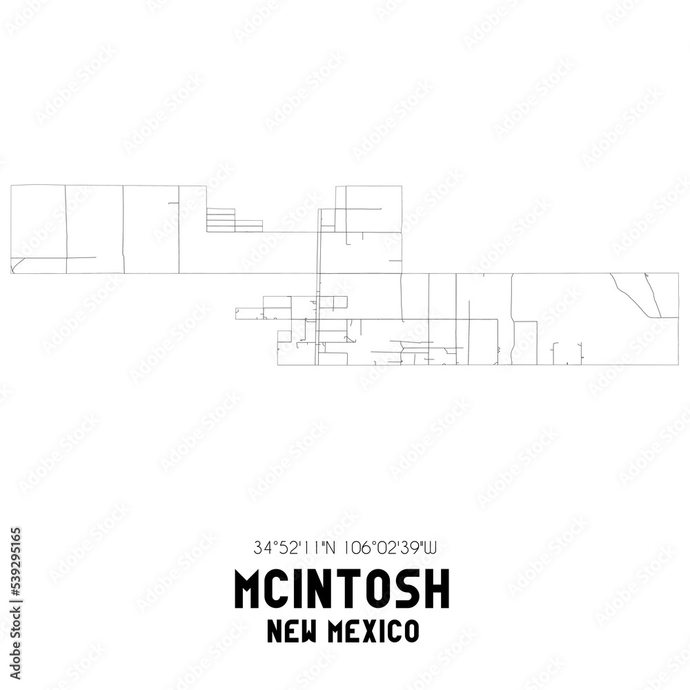 Mcintosh New Mexico. US street map with black and white lines. Mcintosh New Mexico. US street map with black and white lines.
