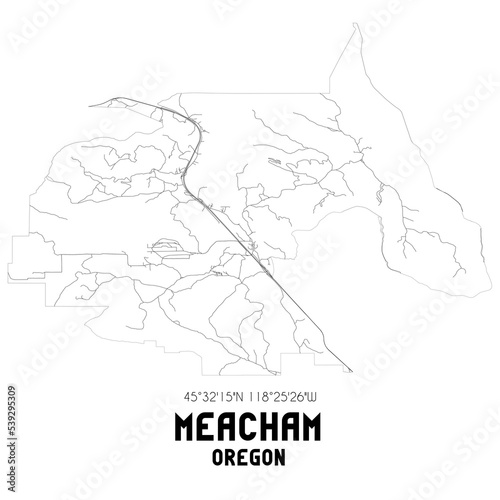 Meacham Oregon. US street map with black and white lines. photo
