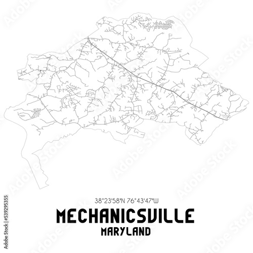 Mechanicsville Maryland. US street map with black and white lines.