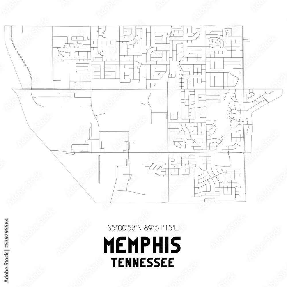 Memphis Tennessee. US street map with black and white lines. Memphis Tennessee. US street map with black and white lines.