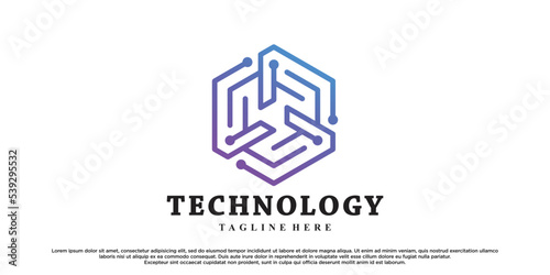 Abstract tecnology logo design with creative concept premium vector