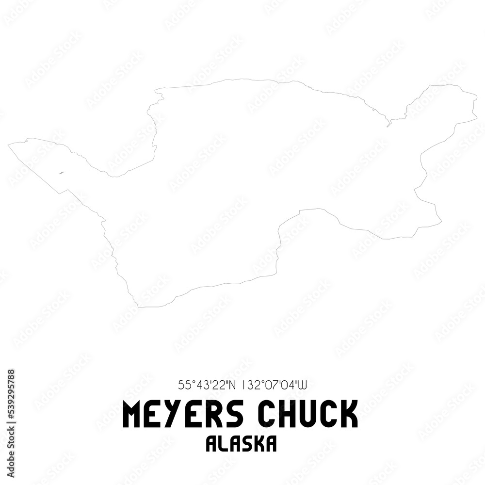 Meyers Chuck Alaska. US street map with black and white lines.