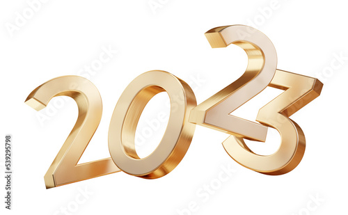 year symbol 2023 golden 3d-illustration