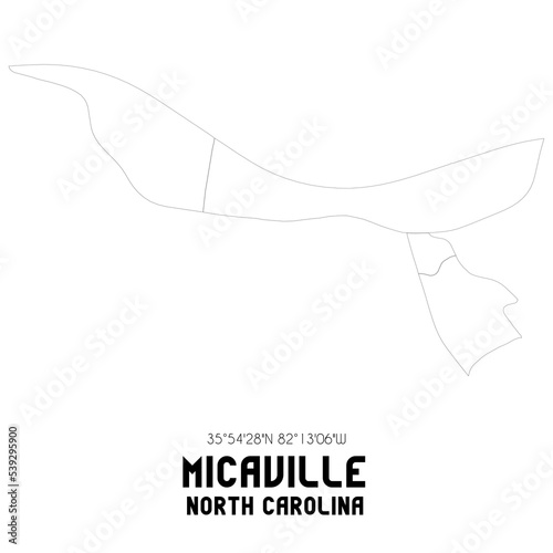 Micaville North Carolina. US street map with black and white lines.