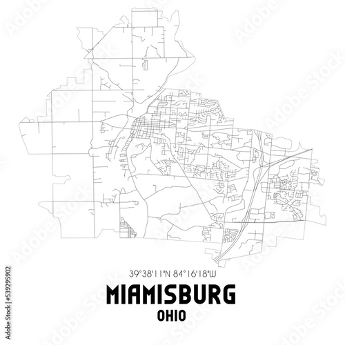 Miamisburg Ohio. US street map with black and white lines.