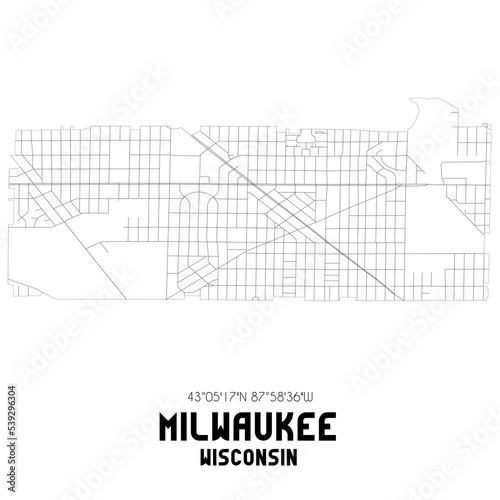 Milwaukee Wisconsin. US street map with black and white lines. photo