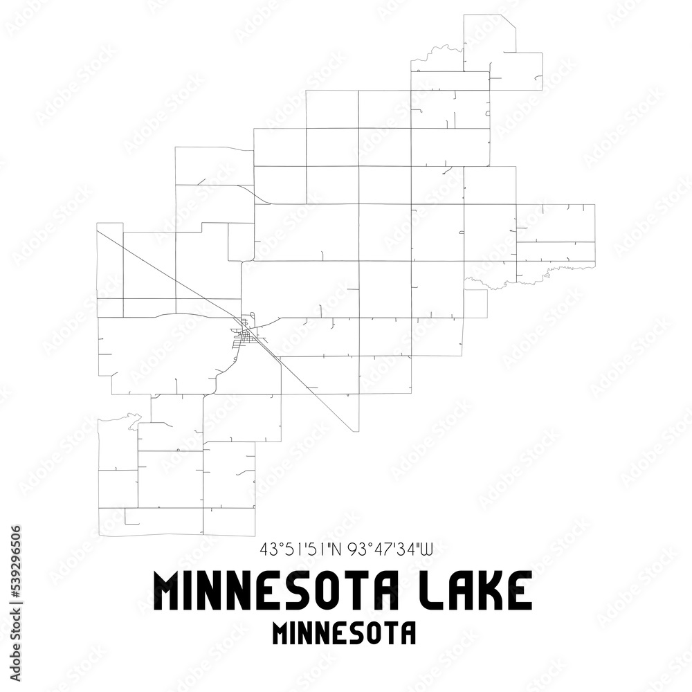 Minnesota Lake Minnesota. US street map with black and white lines.