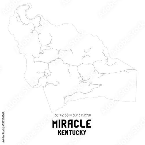 Miracle Kentucky. US street map with black and white lines.
