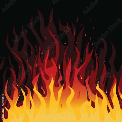 fire background, flat style vector illustration burn hell fire