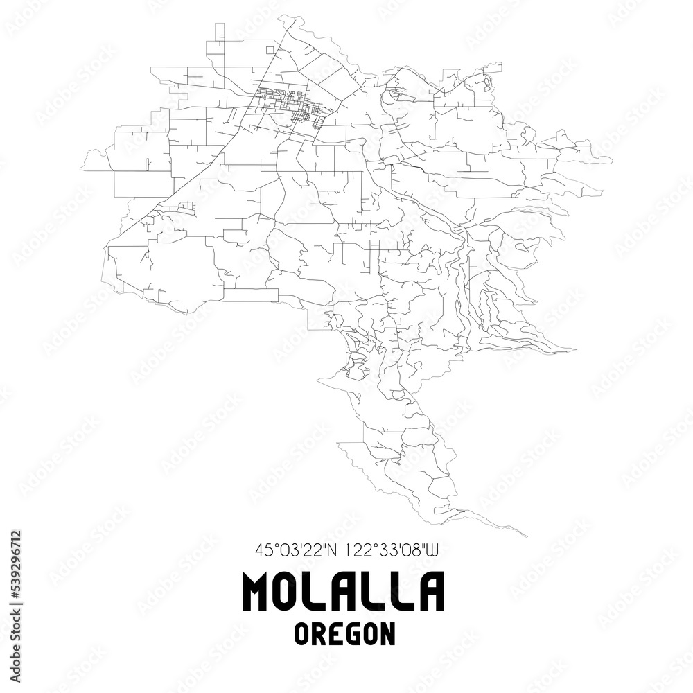 Molalla Oregon. US street map with black and white lines. Molalla Oregon. US street map with black and white lines.