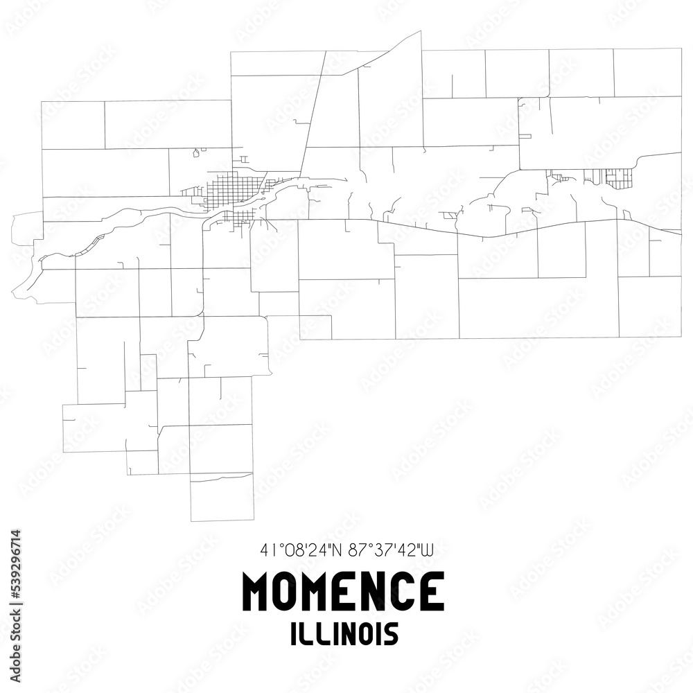 Momence Illinois. US street map with black and white lines. Momence Illinois. US street map with black and white lines.