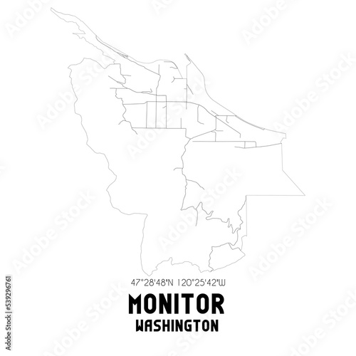Monitor Washington. US street map with black and white lines.