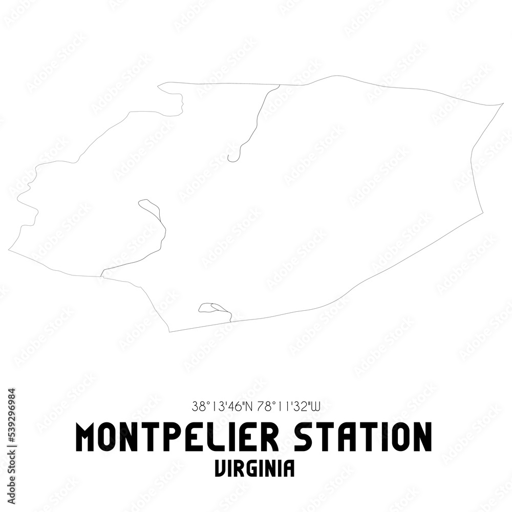 Montpelier Station Virginia. US street map with black and white lines. Montpelier Station Virginia. US street map with black and white lines.