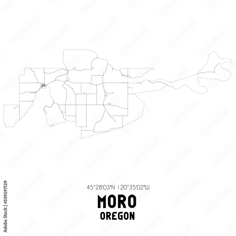 Moro Oregon. US street map with black and white lines. Illustration