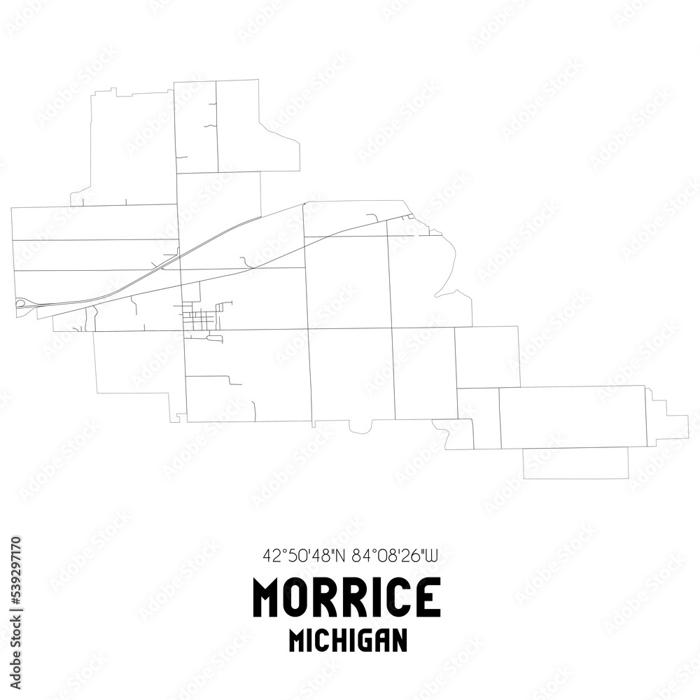 Morrice Michigan. US street map with black and white lines. Morrice Michigan. US street map with black and white lines.