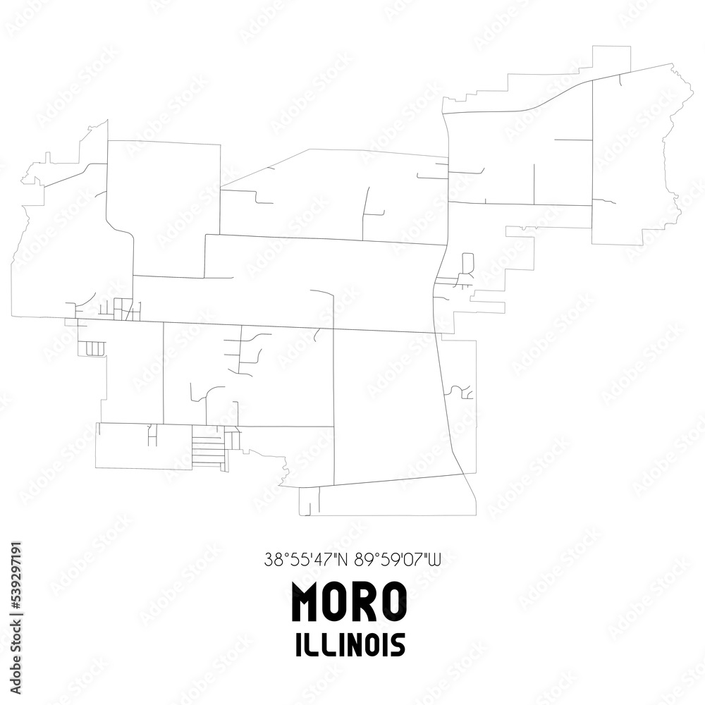 Moro Illinois. US street map with black and white lines.