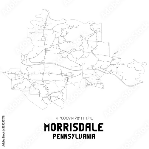 Morrisdale Pennsylvania. US street map with black and white lines.