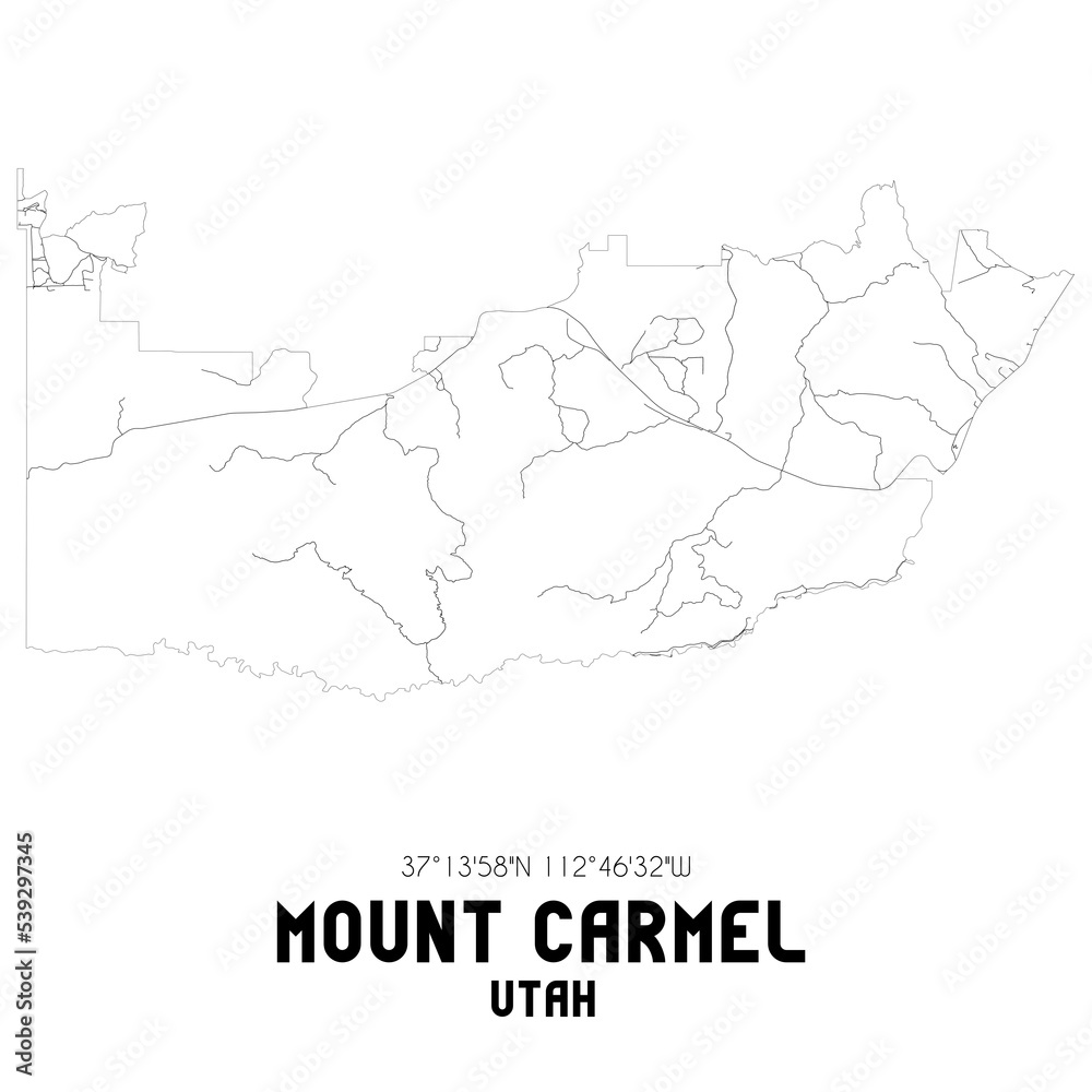Mount Carmel Utah. US street map with black and white lines.