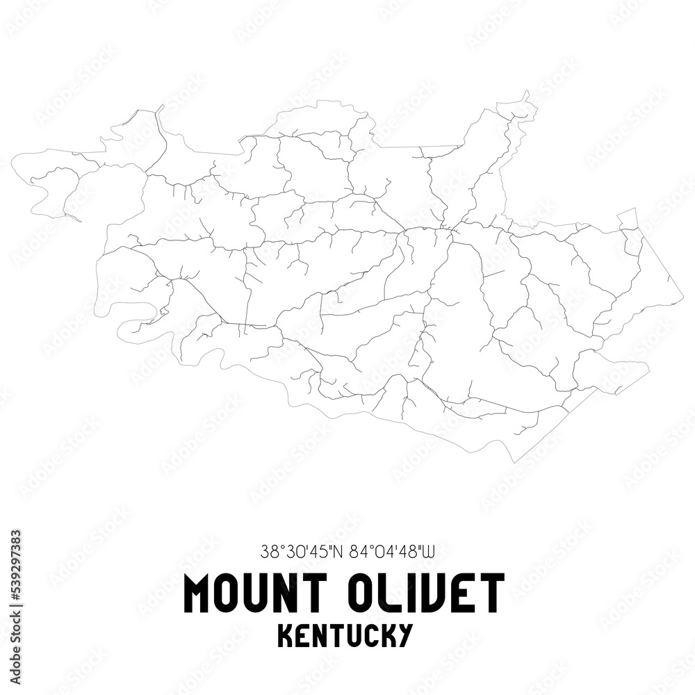 Mount Olivet Kentucky. US street map with black and white lines.