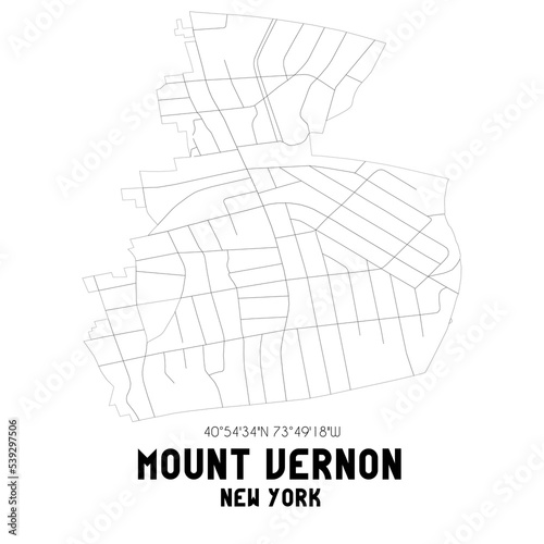Mount Vernon New York. US street map with black and white lines. photo
