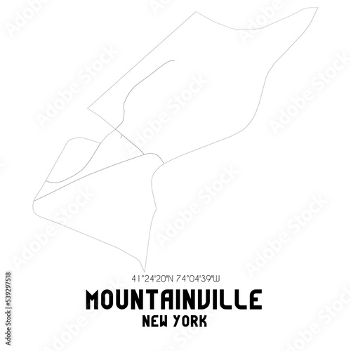 Mountainville New York. US street map with black and white lines.