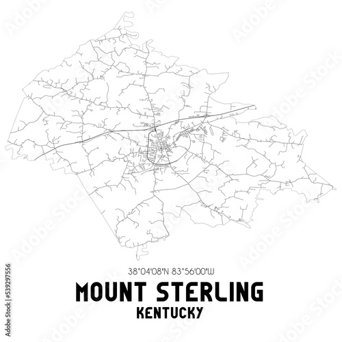 Mount Sterling Kentucky. US street map with black and white lines.