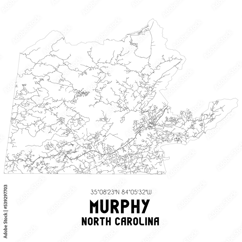 Murphy North Carolina. US street map with black and white lines. Stock Illustration Adobe Stock