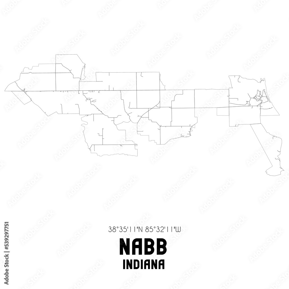 Nabb Indiana. US street map with black and white lines. Nabb Indiana. US street map with black and white lines.