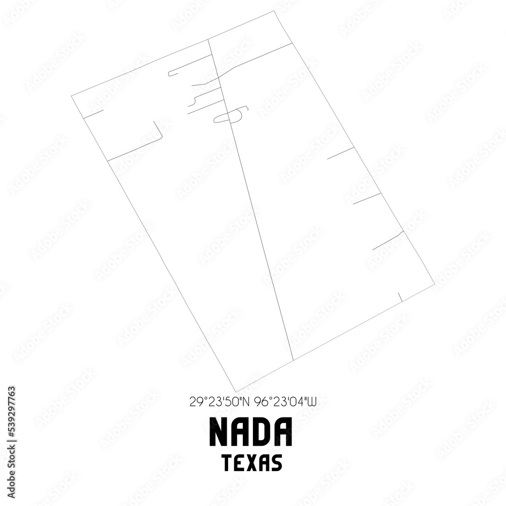 Nada Texas. US street map with black and white lines.